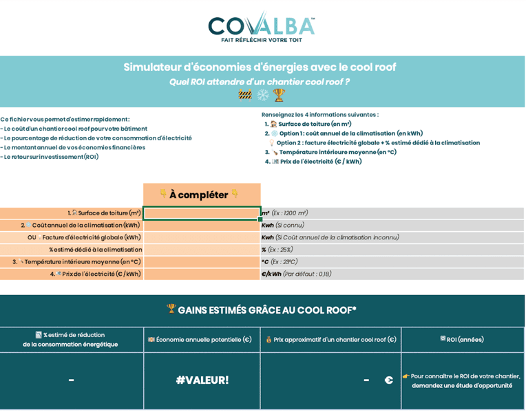 Aperçu du simulateur d'économies d'énergie Covalba